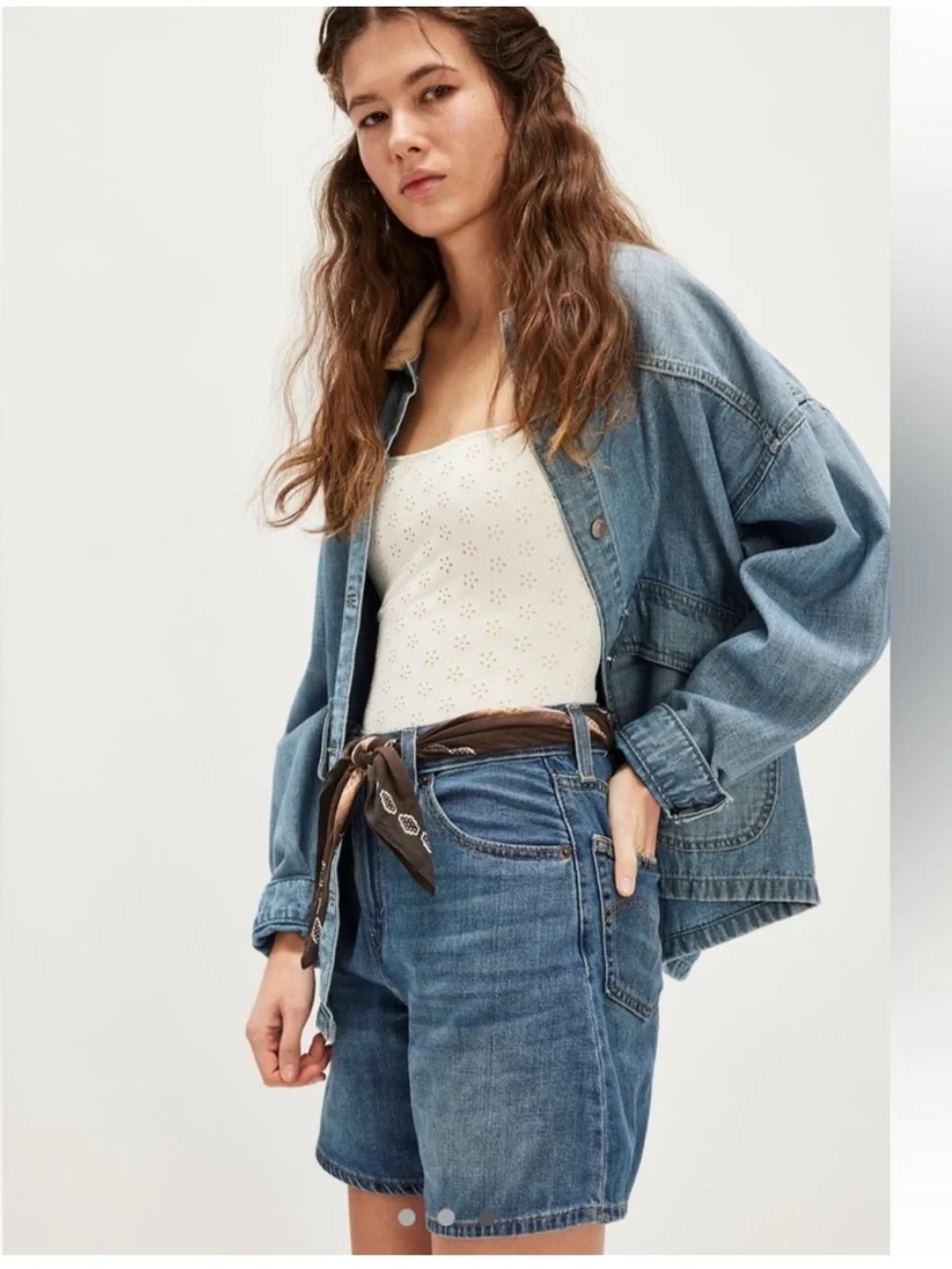 Levi’s high baggy jean shorts linen + denim light weight NEW 31